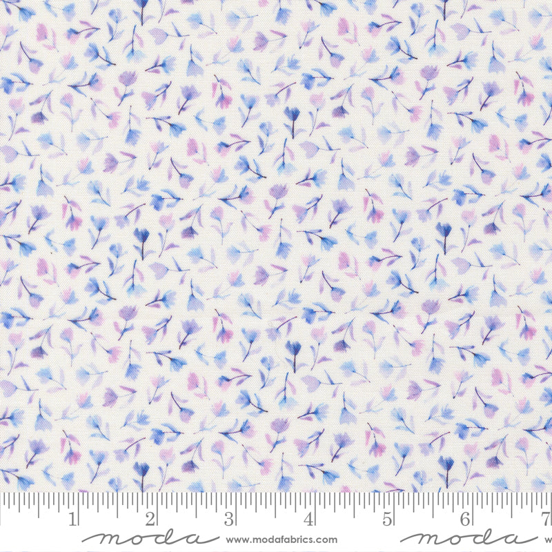 Delphinium Quilt Fabric - Sea Pink in Snowdrop White/Multi - 24654 11
