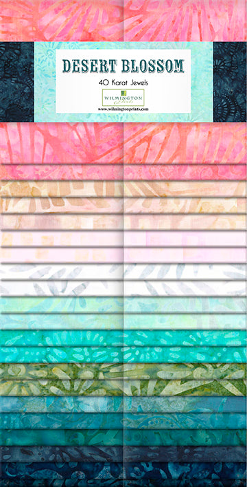 Desert Bloom Batik Quilt Fabric - 40 Karat Crystal - set of 40 2 1/2" Strips - 841 119 841