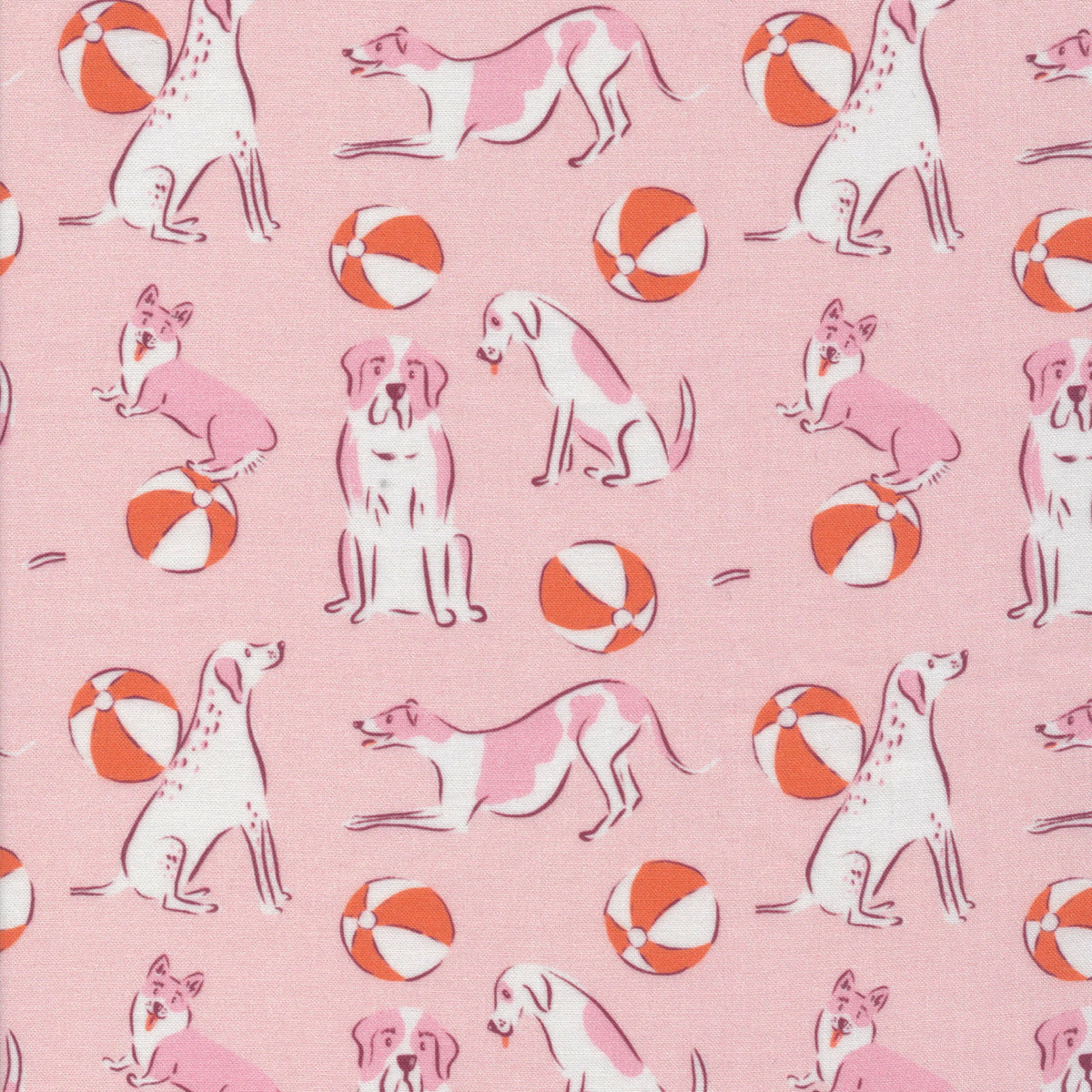 Dog Days of Summer Quilt Fabrics - Beach Ball Bounce in Pink - 277411