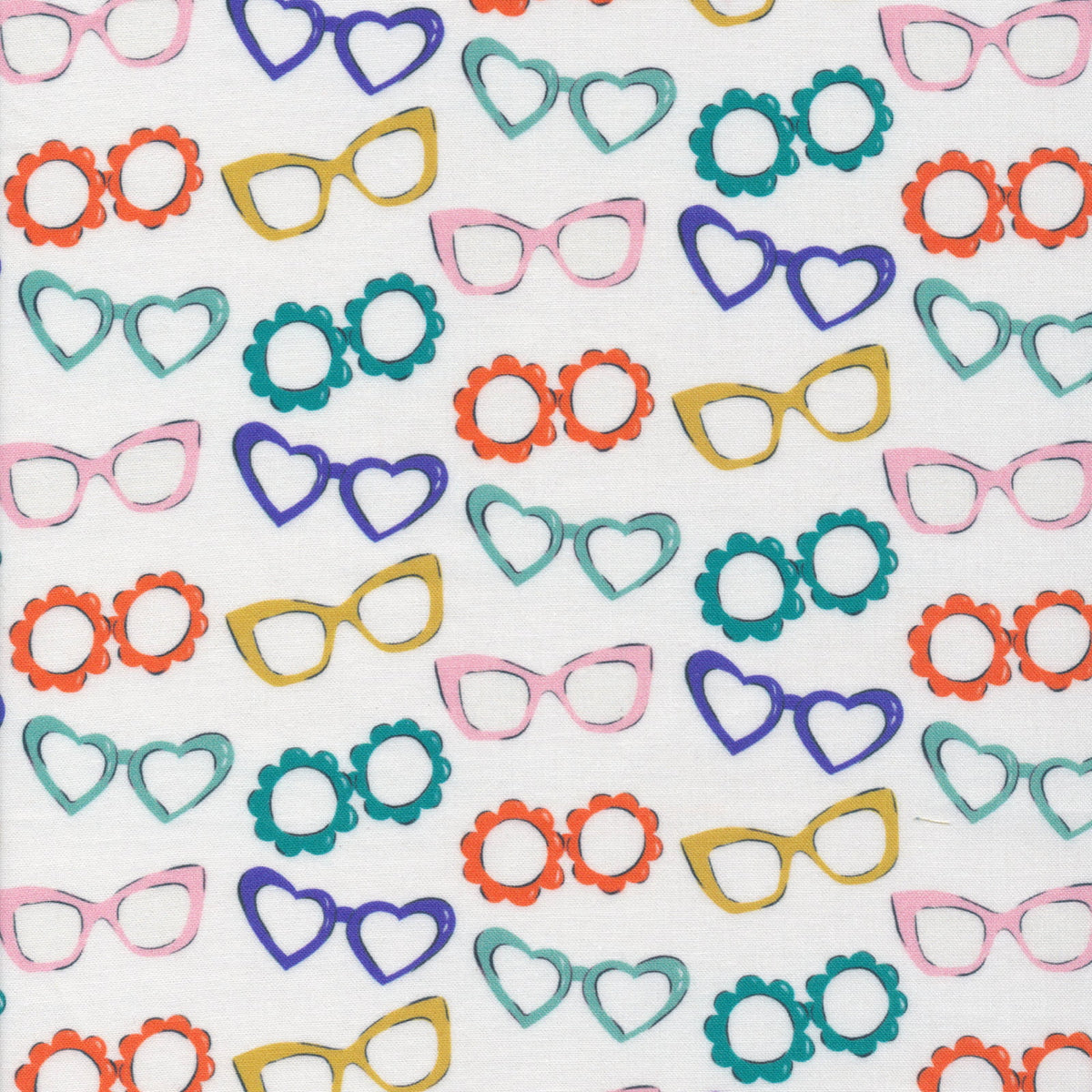 Dog Days of Summer Quilt Fabrics - Bright and Sunnies Sunglasses in White/Multi - 227416
