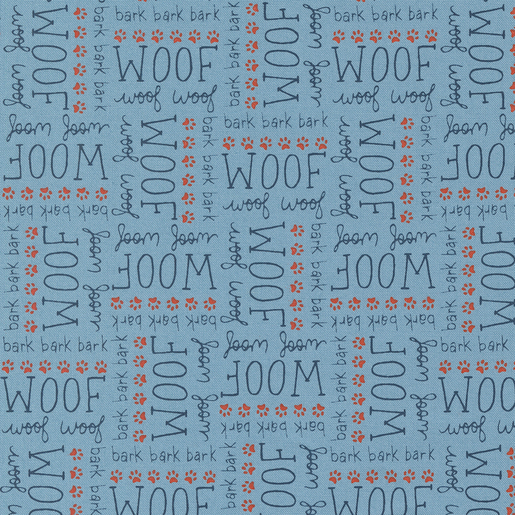 Dog Daze Quilt Fabric -  Woof in Light Blue - 20843 16