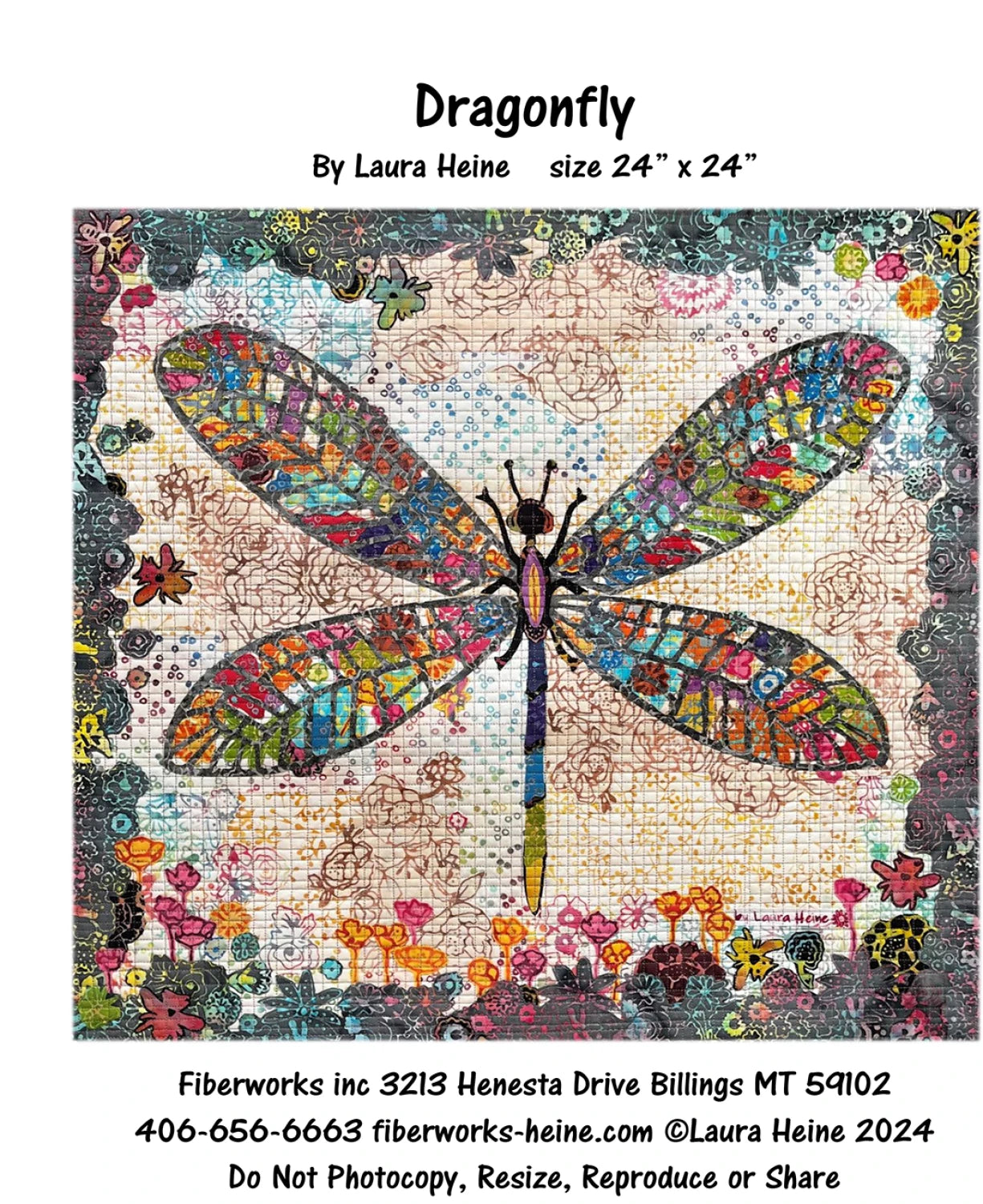 Dragonfly Collage Quilt Pattern by Laura Heine FWLHDF