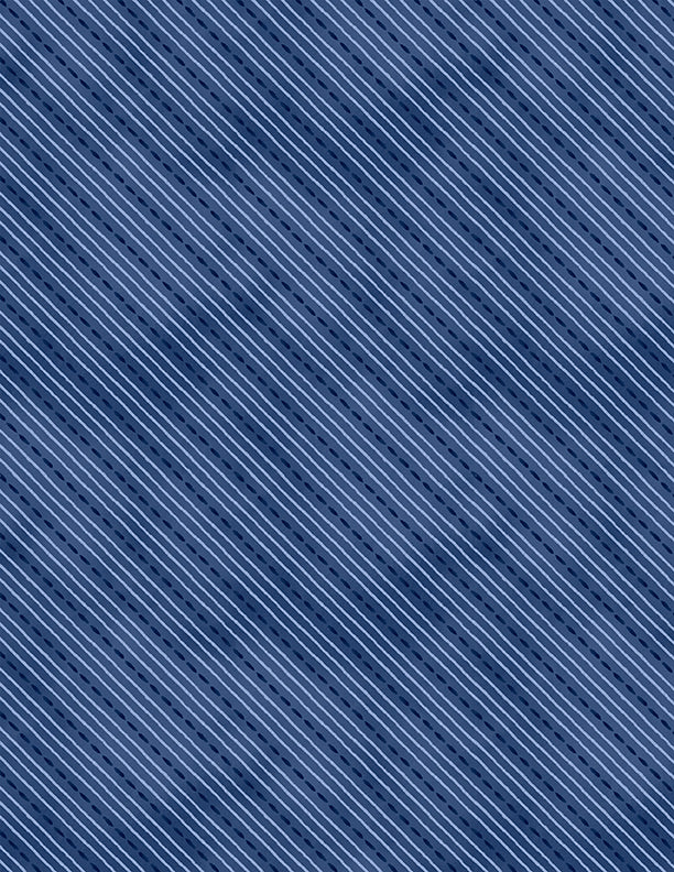 Dreaming in Blue Quilt Fabric - Dashed Lines in Dark Blue - 3060 36278 414