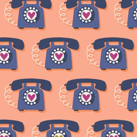 East Coast Quilt Fabric - Speed Dial Phone in Dusty Rose Pink - MK103-DR1M