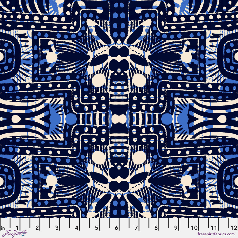 Echoes of Colour Quilt Fabric - Indigo Labyrinth in Midnight - PWKC017.MIDNIGHT
