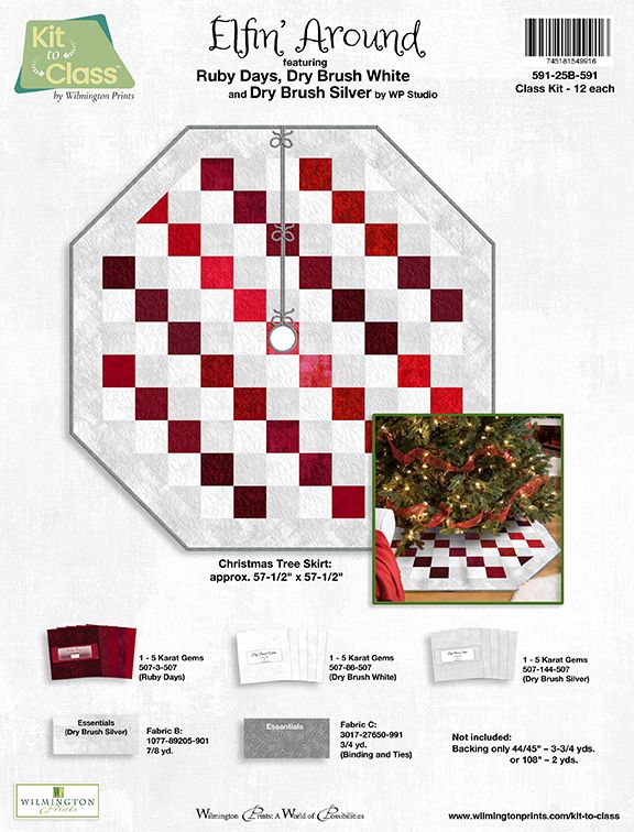 Elfin' Around Quilted Tree Skirt Kit - 591-25B-591