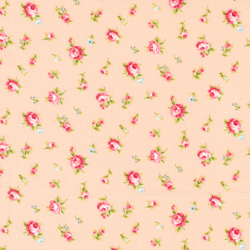 Ellie Quilt Fabric - Tossed Floral in Coral Pink - 18761 16