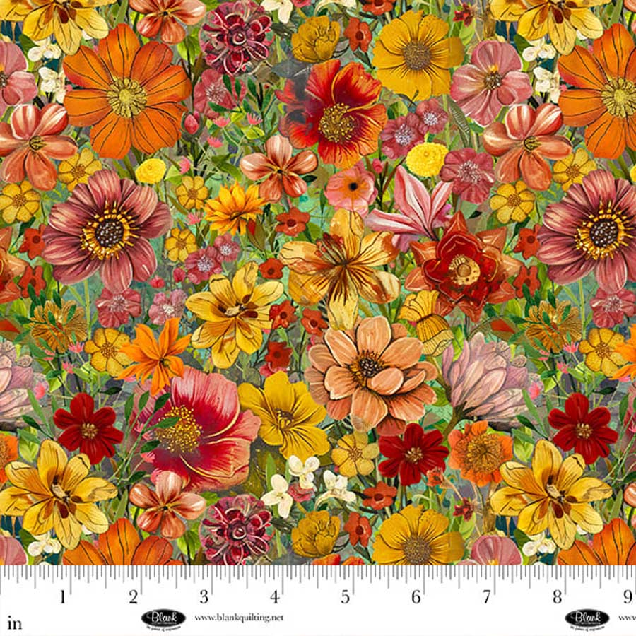 Enchanted Canopy Quilt Fabric - Allover Flowers in Persimmon Multi - 4604-33