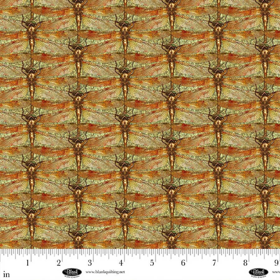 Enchanted Canopy Quilt Fabric - Dragonflies in Amber - 4612-30