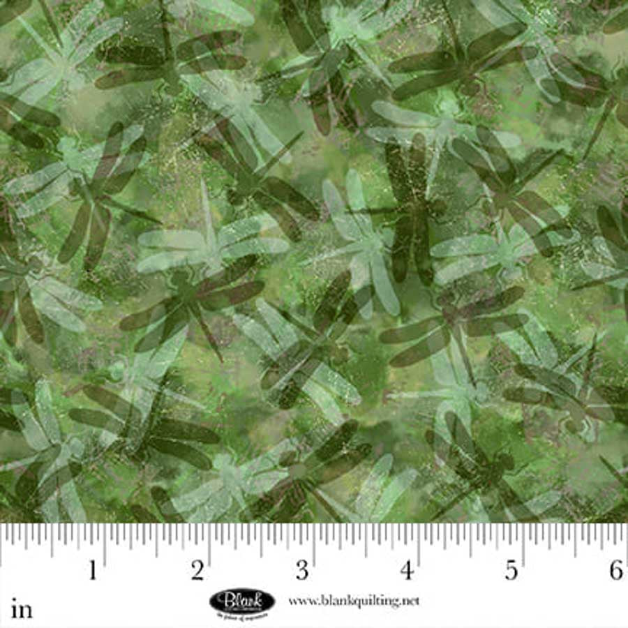 Enchanted Canopy Quilt Fabric - Dragonfly Collage in Green - 4607-66