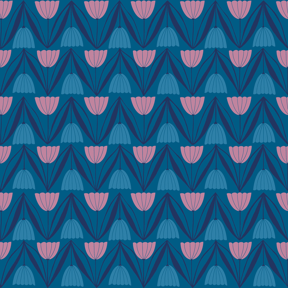 Endpaper Quilt Fabric by Ruby Star Society - Tulips in Blue Raspberry - RS6043 16