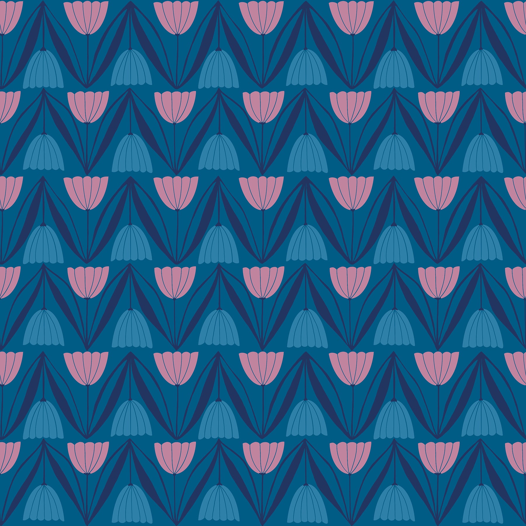 Endpaper Quilt Fabric by Ruby Star Society - Tulips in Blue Raspberry - RS6043 16