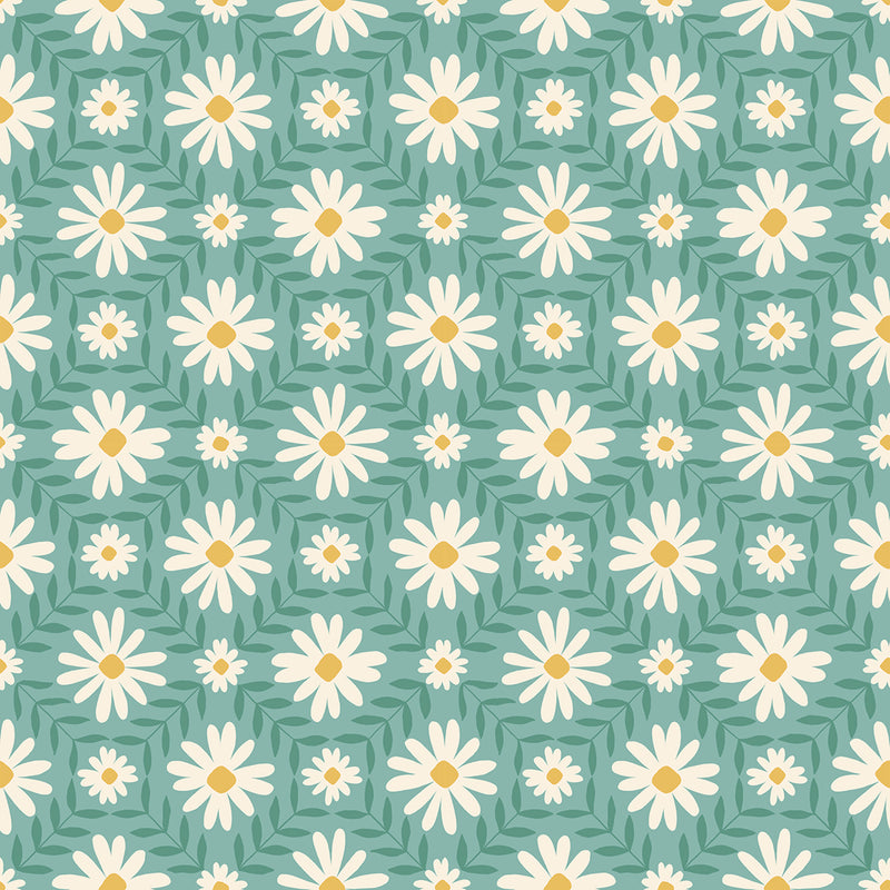 Endpaper Quilt Fabric by Ruby Star Society - Daisy Floral in Water Light Green - RS6044 15