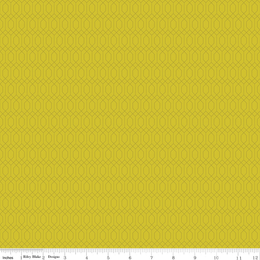 Essence Quilt Fabric - Lattice in Citron Green - C16462-CITRON