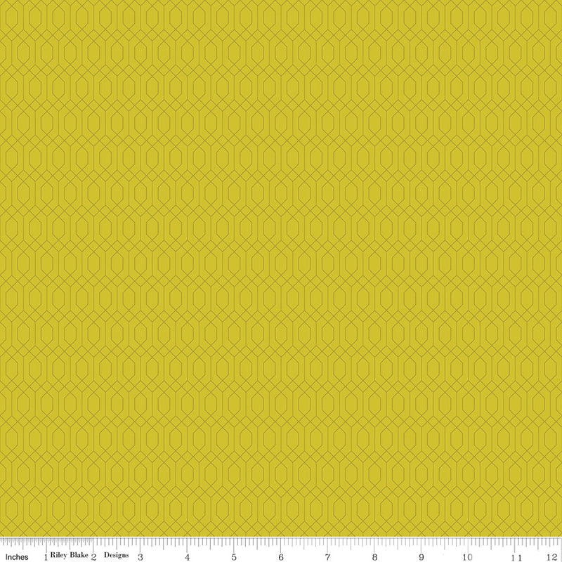 Essence Quilt Fabric - Lattice in Citron Green - C16462-CITRON