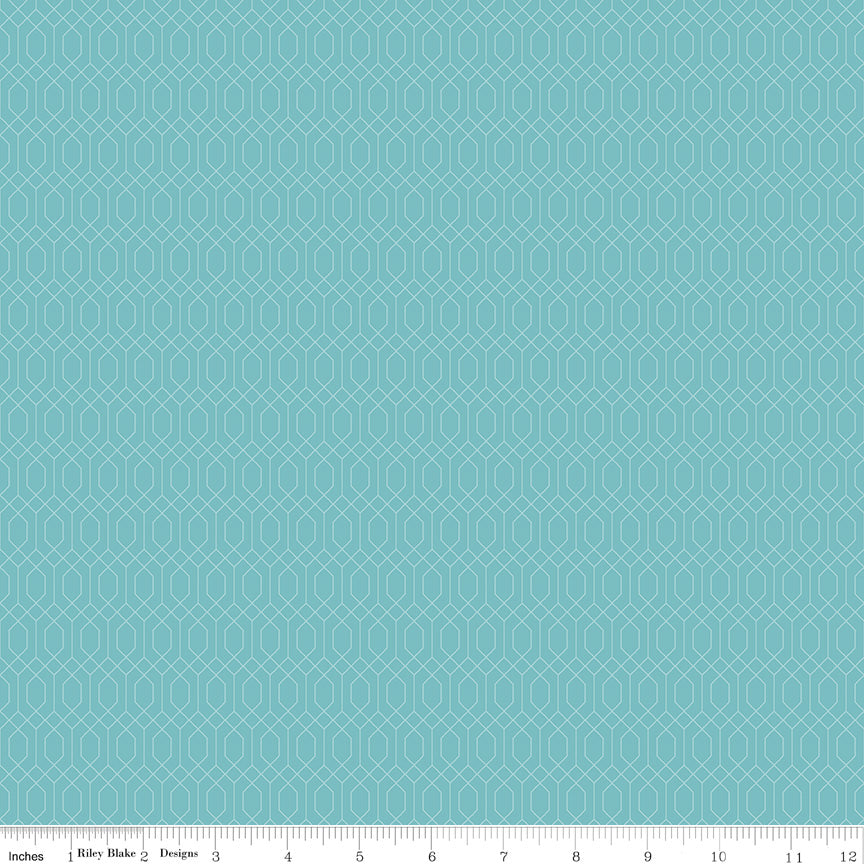 Essence Quilt Fabric - Lattice in Cottage Aqua - C16462-COTTAGE