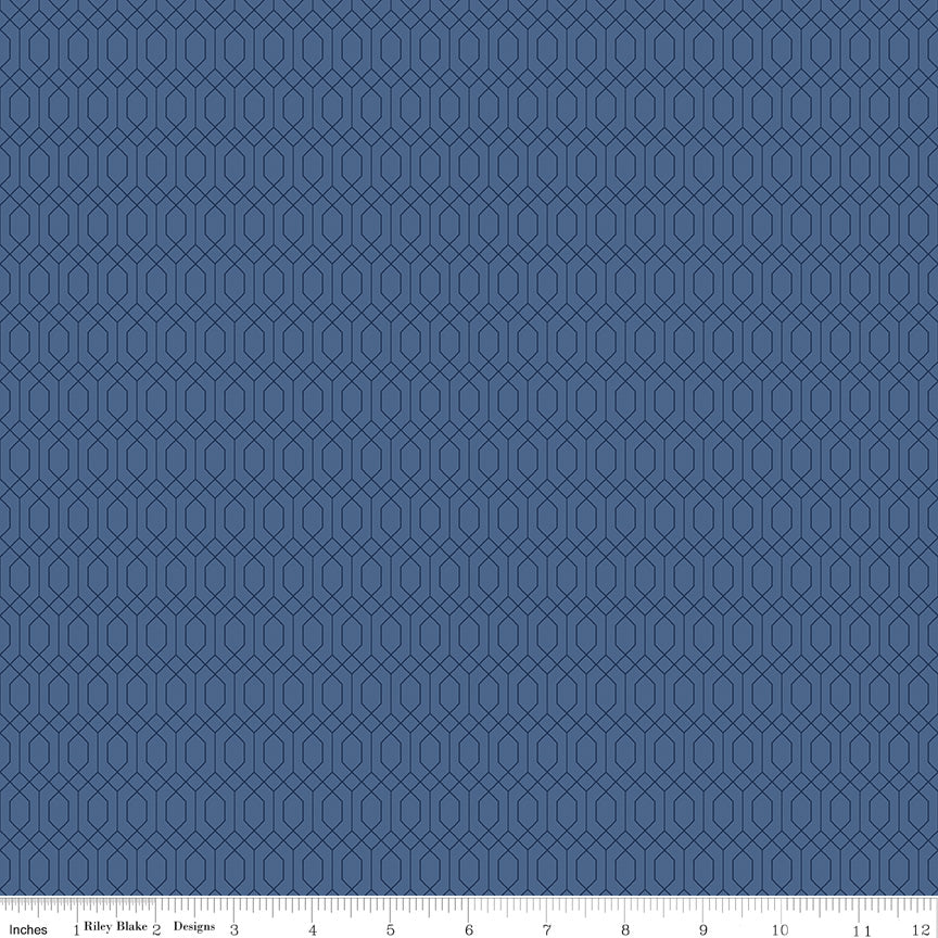 Essence Quilt Fabric - Lattice in Denim Blue - C16462-DENIM