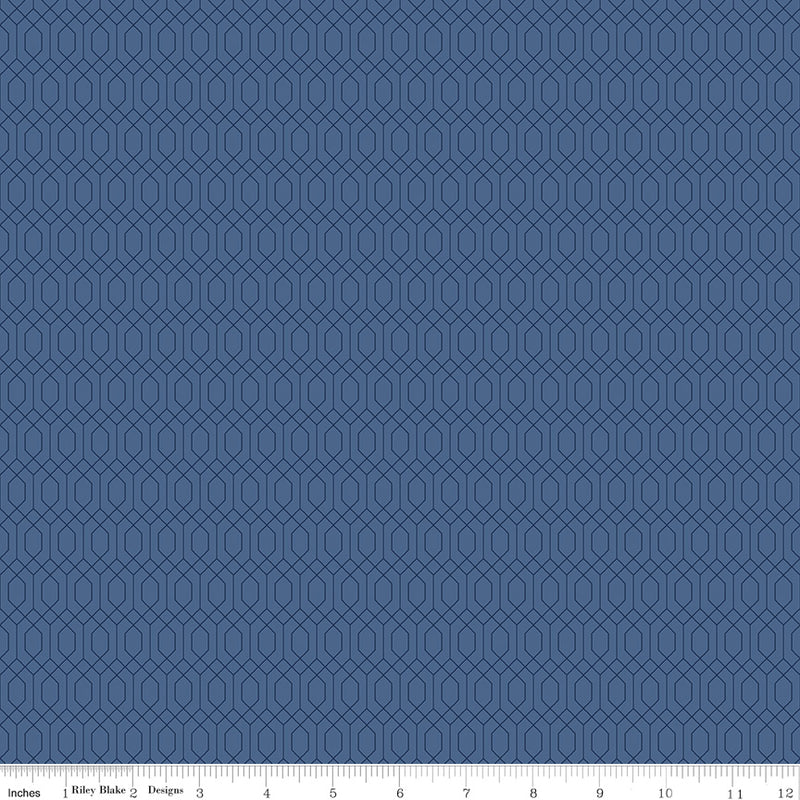 Essence Quilt Fabric - Lattice in Denim Blue - C16462-DENIM