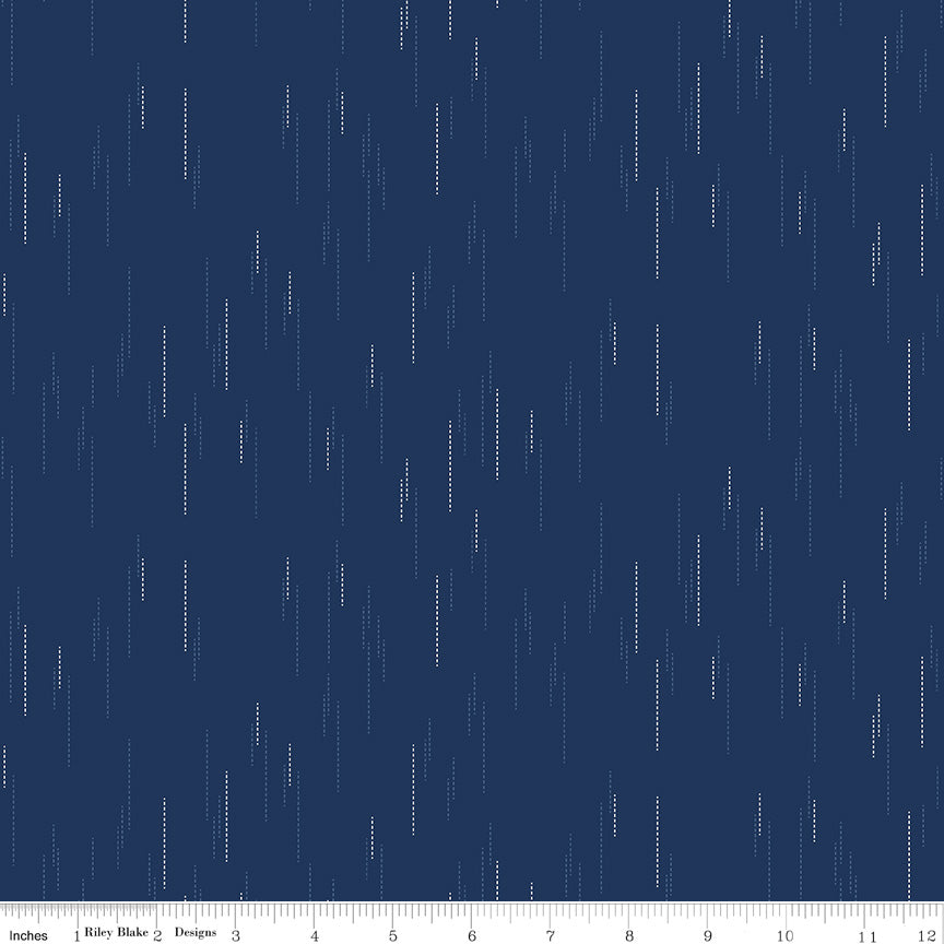Essence Quilt Fabric - Raindrops in Navy Blue - C16461-NAVY