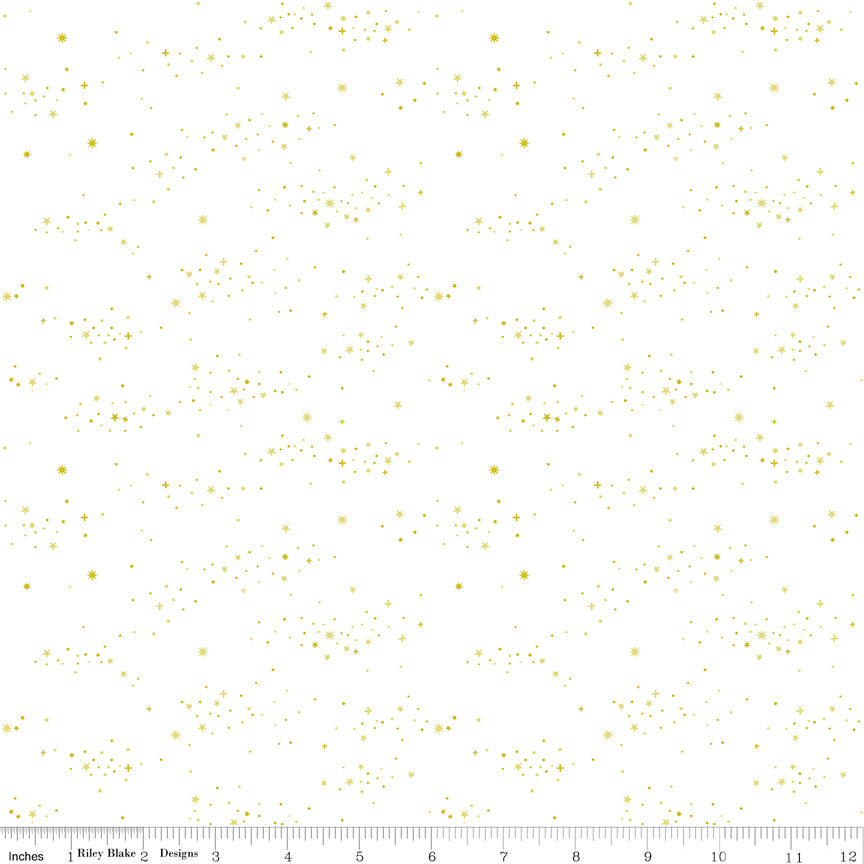 Essence Quilt Fabric - Starlight in Gold/White - C16463-GOLD