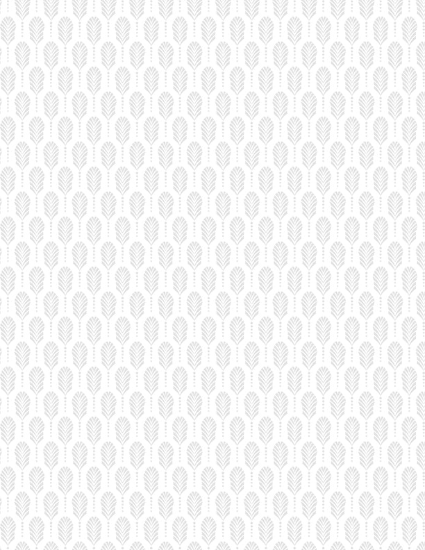 Essentials White on White Quilt Fabric - Art Deco Feathers in White - 1817 39132 100