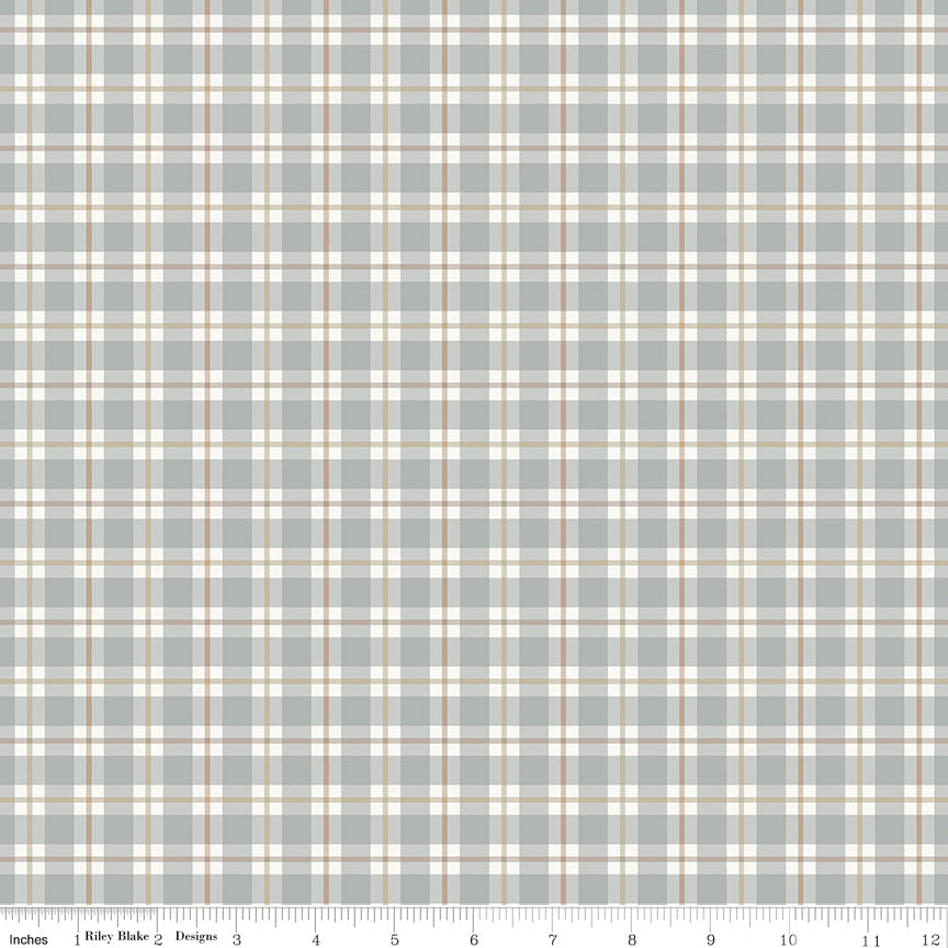 Evening on the Prairie Quilt Fabric - Picnic Plaid in Stone Gray - C16744-STONE