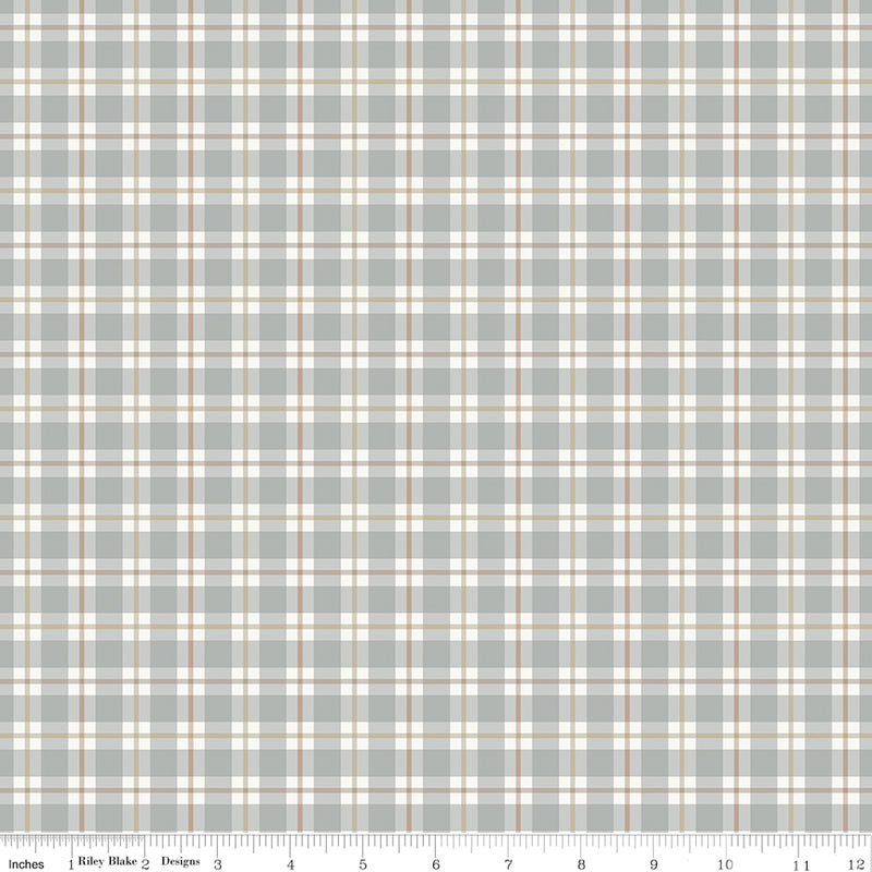 Evening on the Prairie Quilt Fabric - Picnic Plaid in Stone Gray - C16744-STONE