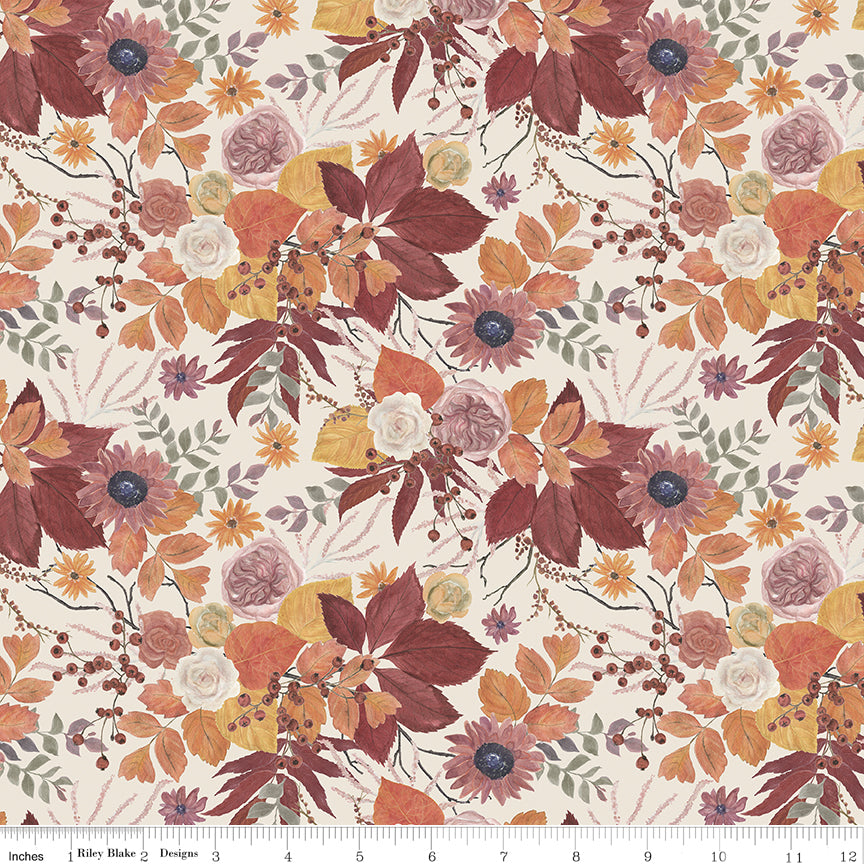 Evening on the Prairie Quilt Fabric - Prairie Main Floral in Cream/Multi - CD16740-CREAM