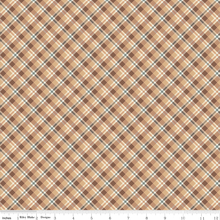 Evening on the Prairie Quilt Fabric - Prairie Plaid in Sienna Gold - C16745-SIENNA