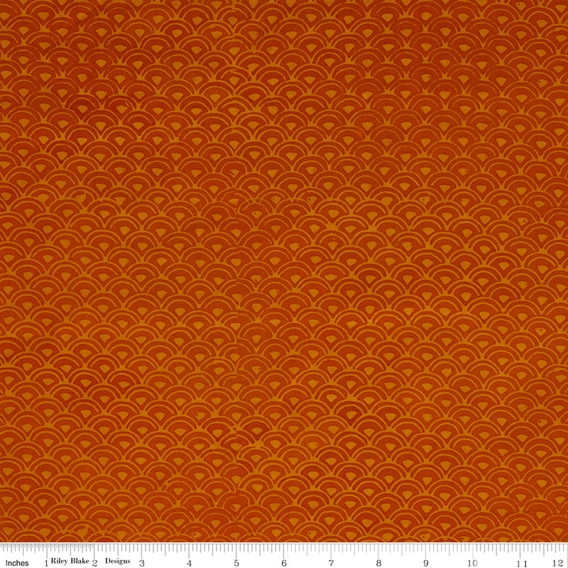 Expressions Batiks Quilt Fabrics - Elementals Clamshell in Guava Orange - BTHH545