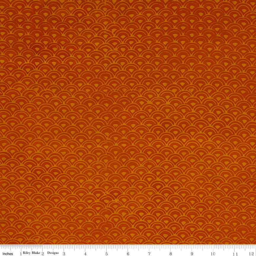 Expressions Batiks Quilt Fabrics - Elementals Clamshell in Guava Orange - BTHH545