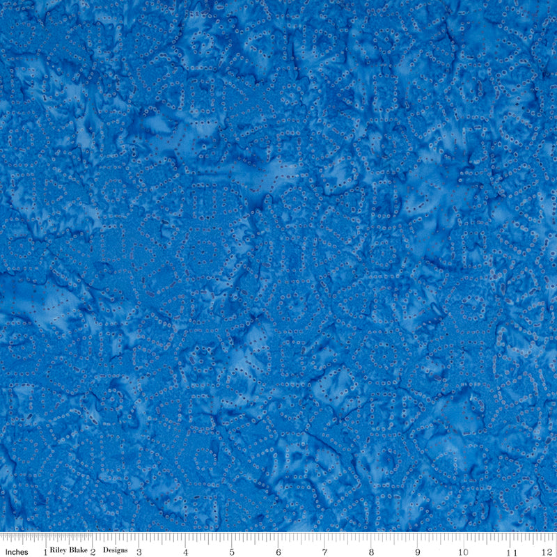 Expressions Batiks Quilt Fabrics - Elementals Dotted Lines in Finch Blue - BTHH573