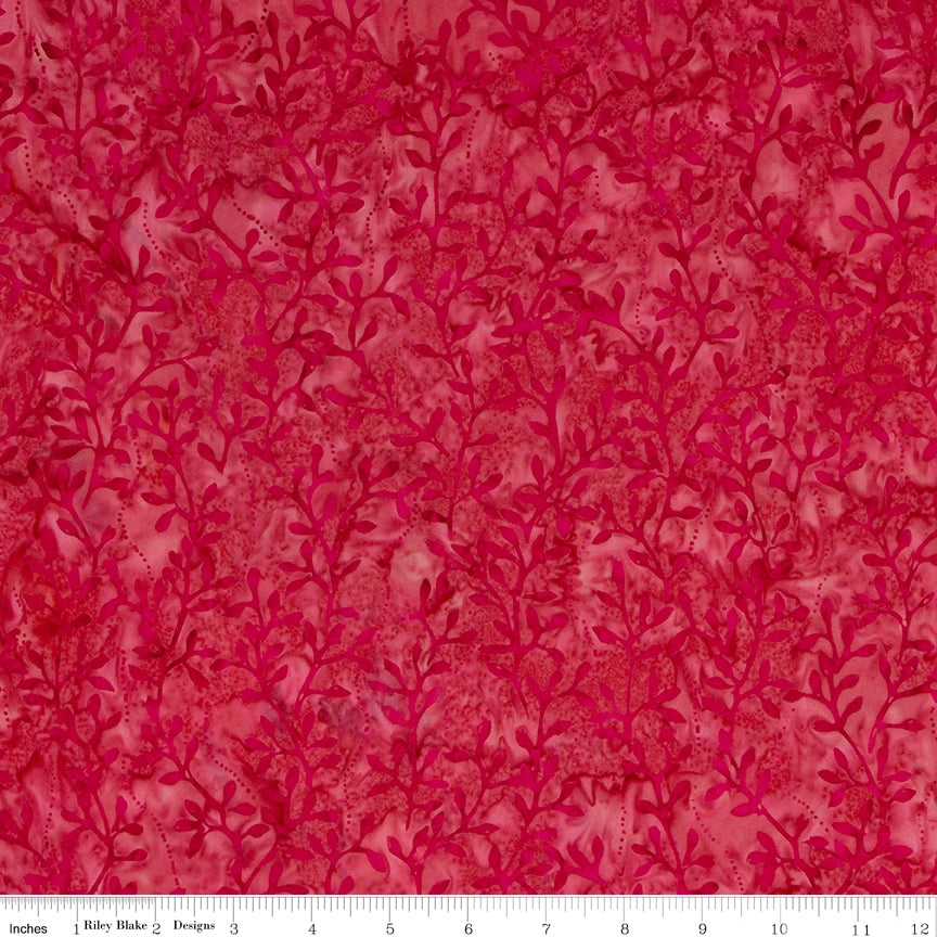 Expressions Batiks Quilt Fabrics - Elementals Tiny Vines in Peony Pink - BTHH543