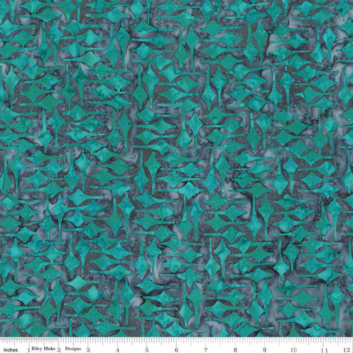 Expressions Batiks Retro Revival Quilt Fabric - Diamonds in Teal Waterfall Teal/Gray - BT23274-278