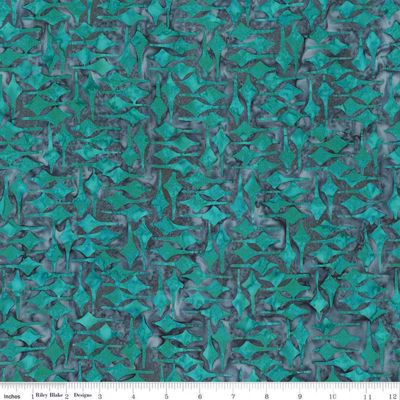 Expressions Batiks Retro Revival Quilt Fabric - Diamonds in Teal Waterfall Teal/Gray - BT23274-278