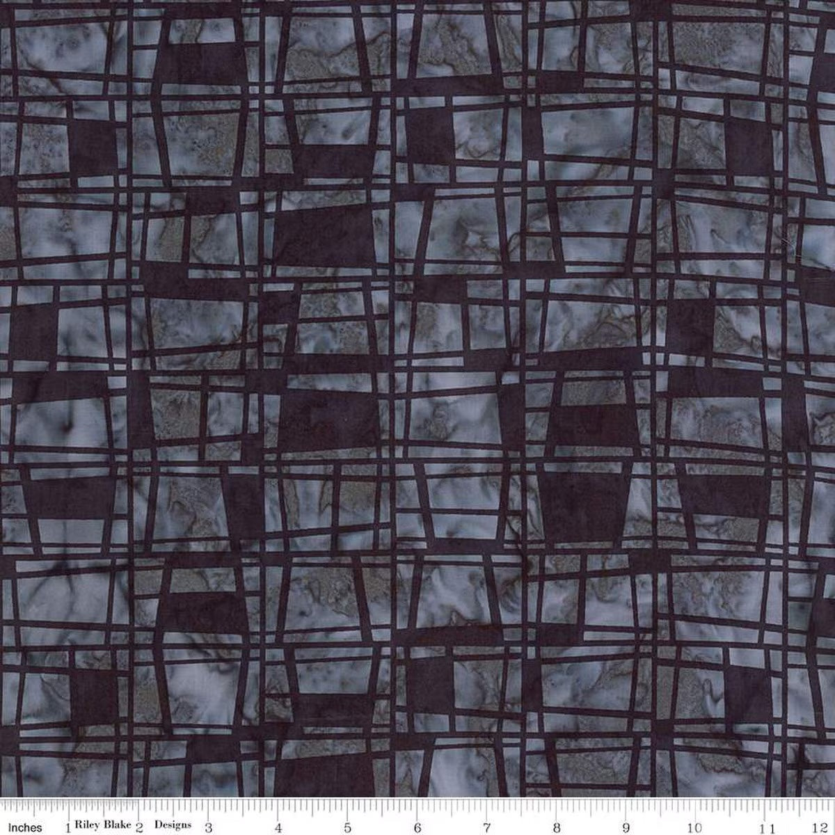 Expressions Batiks Retro Revival Quilt Fabric - Grid in Dark Insignia Black/Gray - BT23273-159