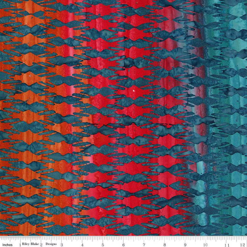 Expressions Batiks Retro Revival Quilt Fabric - Ikat in Stardust Splash Teal/Multi - BT23271-287