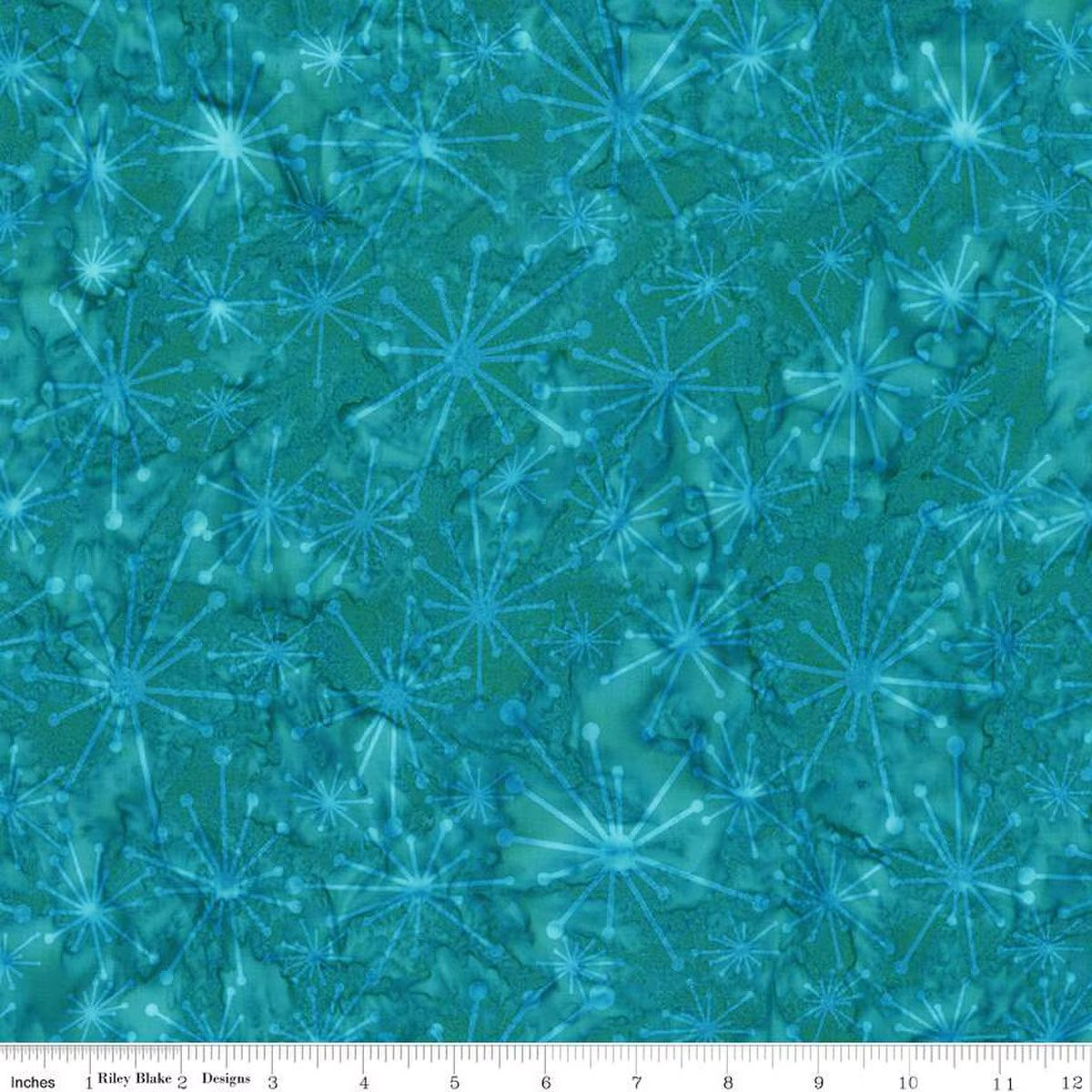 Expressions Batiks Retro Revival Quilt Fabric - Starburst in Aegean Aqua - BT23275-276