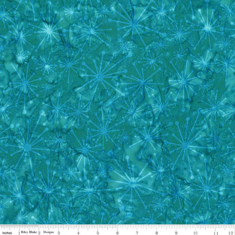 Expressions Batiks Retro Revival Quilt Fabric - Starburst in Aegean Aqua - BT23275-276