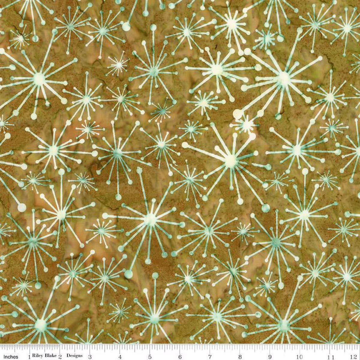 Expressions Batiks Retro Revival Quilt Fabric - Starburst in Artichoke Green - BT23275-321