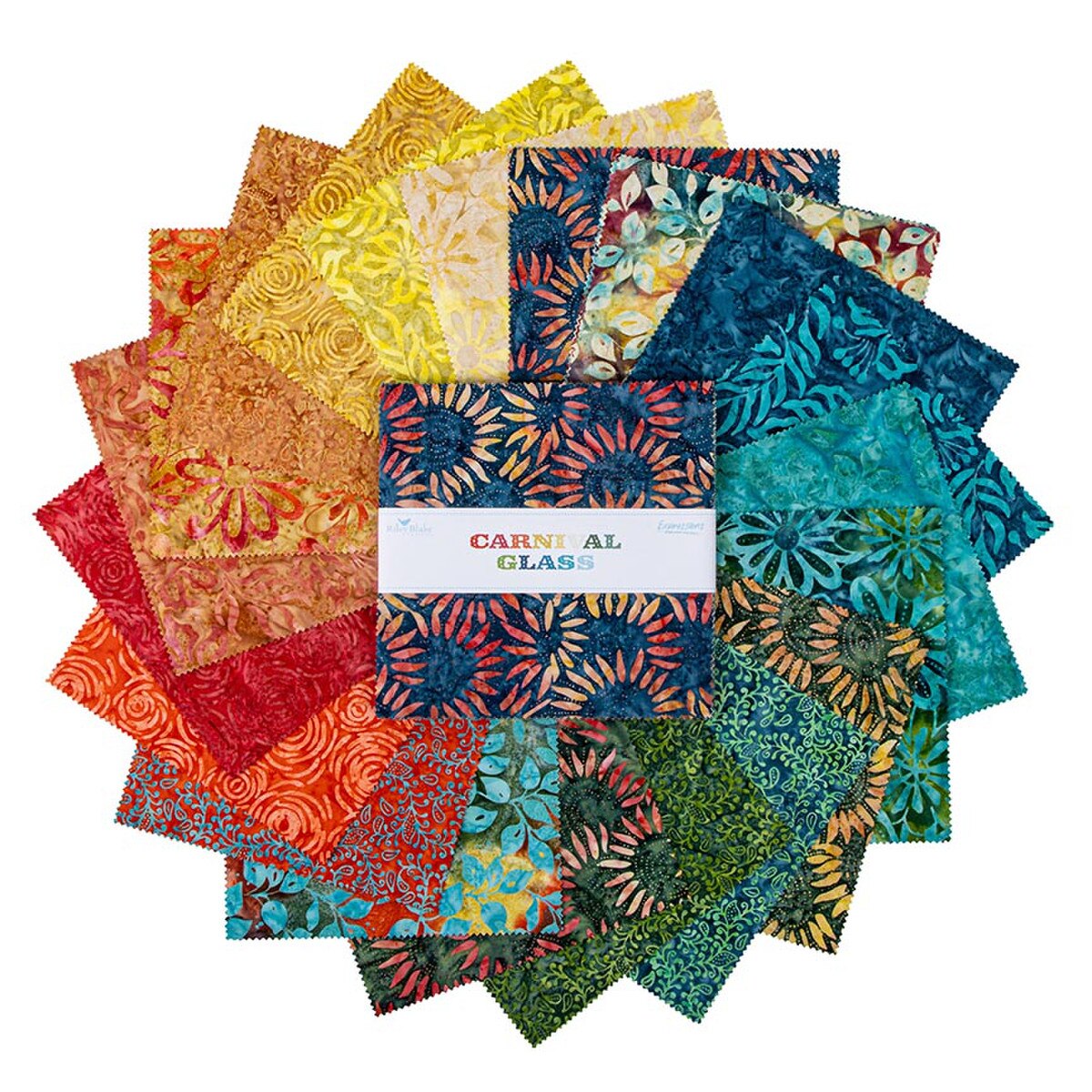 Expressions Carnival Glass Batik Quilt Fabric - 10" stacker - set of 42 10" squares - 10-23366-42
