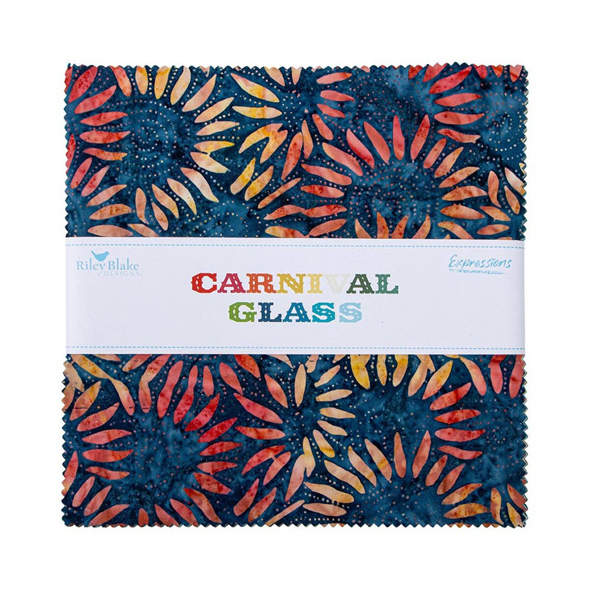 Expressions Carnival Glass Batik Quilt Fabric - 10" stacker - set of 42 10" squares - 10-23366-42