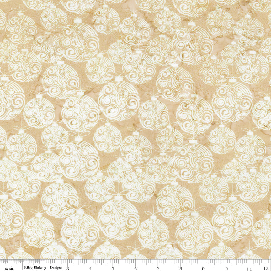 Expressions Holiday Sparkle Batik Quilt Fabric - Ornaments in Parmesan Tan - BT23556-261