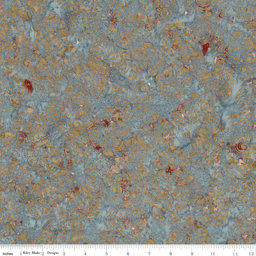 Expressions Holiday Sparkle Batik Quilt Fabric - Ornaments in Pewter Gray - BT23554-155