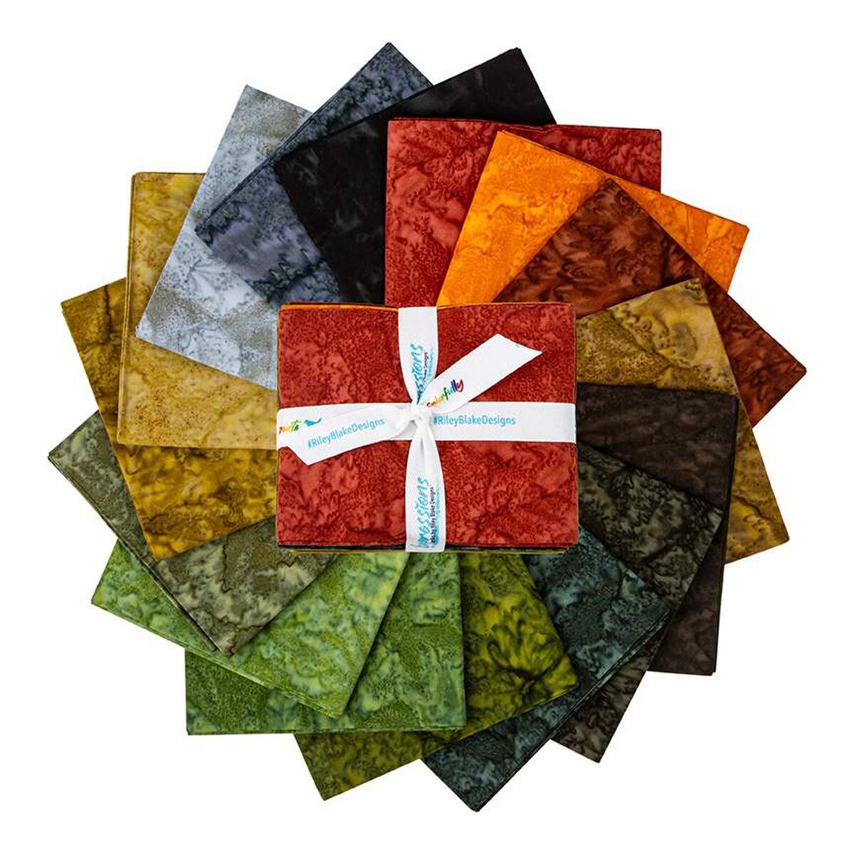 Expressions Hand-Dyes Batik Quilt Fabric - 16 piece Woodland Elegance Fat Quarter Bundle (Browns/Greens/Oranges) - FQ-21006-16