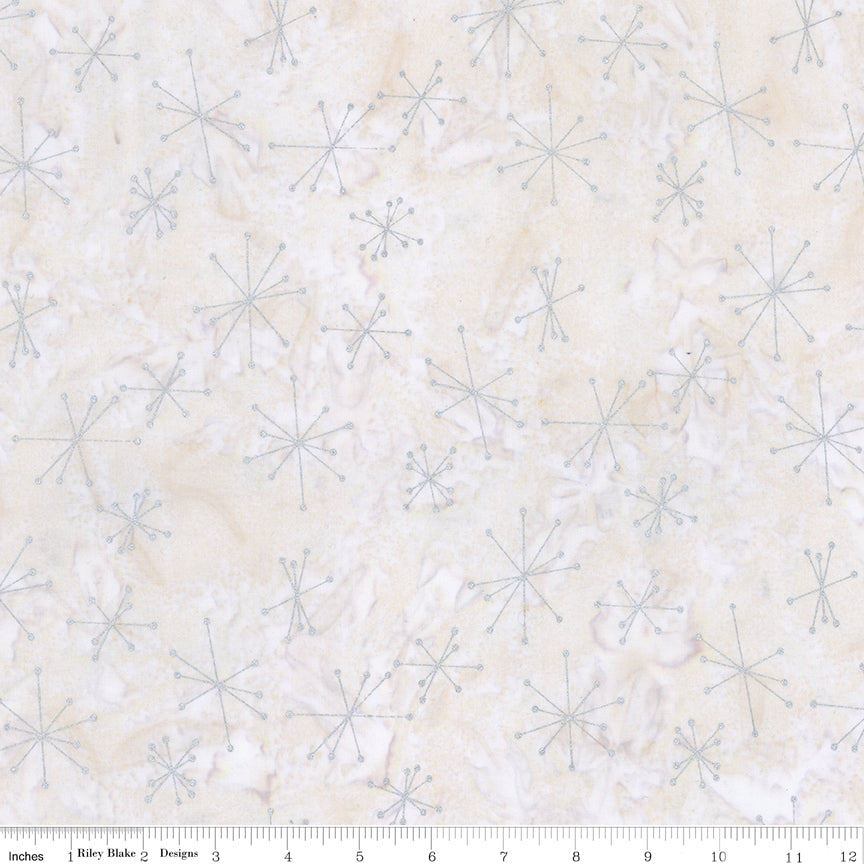 Expressions Holiday Sparkle Batik Quilt Fabric - Starburst in Cream/Metallic Silver - BTM23558-112