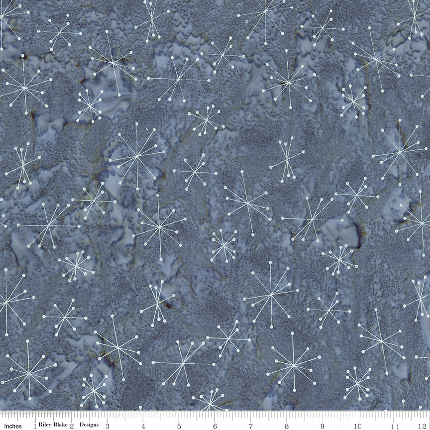 Expressions Holiday Sparkle Batik Quilt Fabric - Starburst in Granite Gray/Metallic Silver - BTM23558-558
