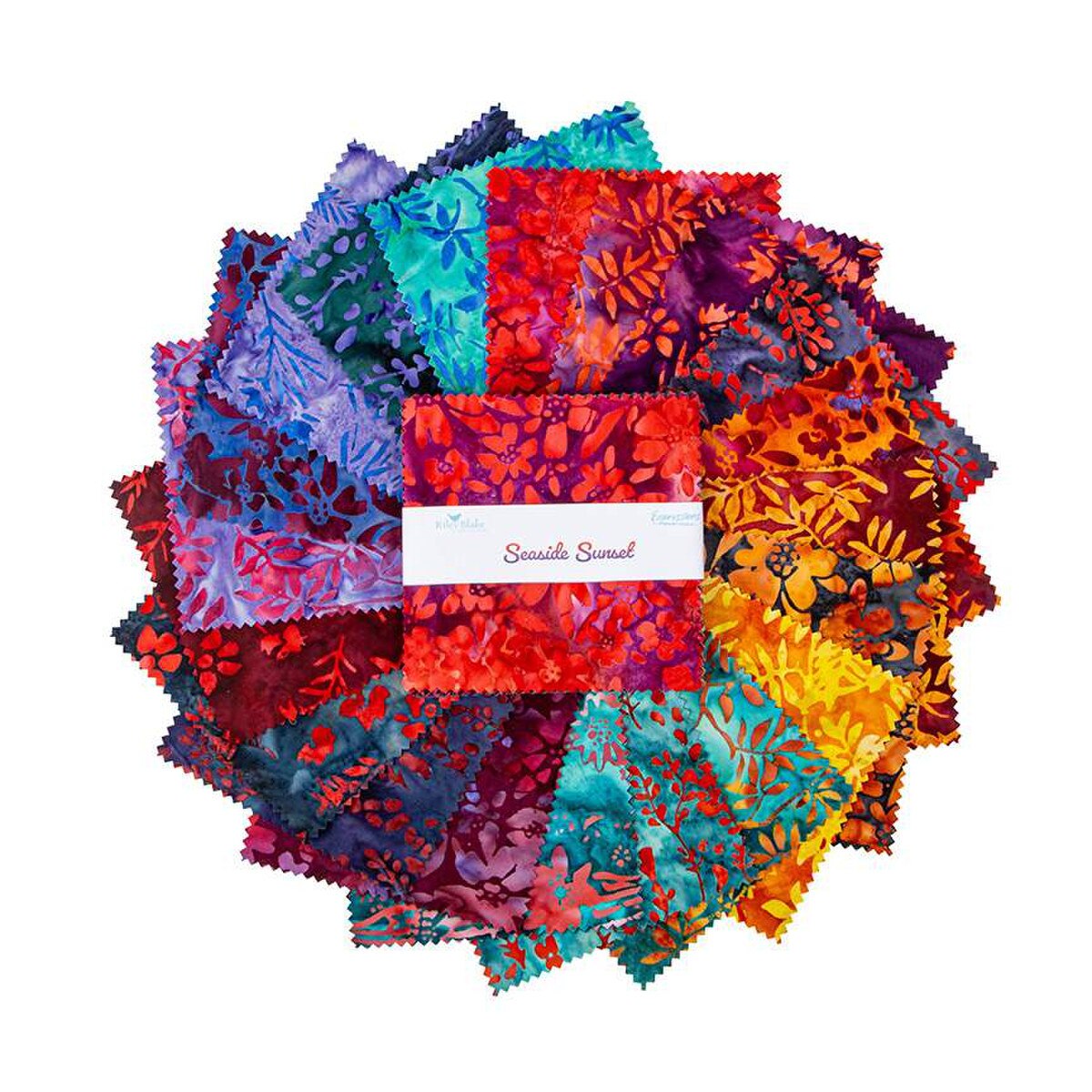 Expressions Seaside Sunset Batik Quilt Fabric - 5" stacker - set of 42 5" squares - 5-23355-42