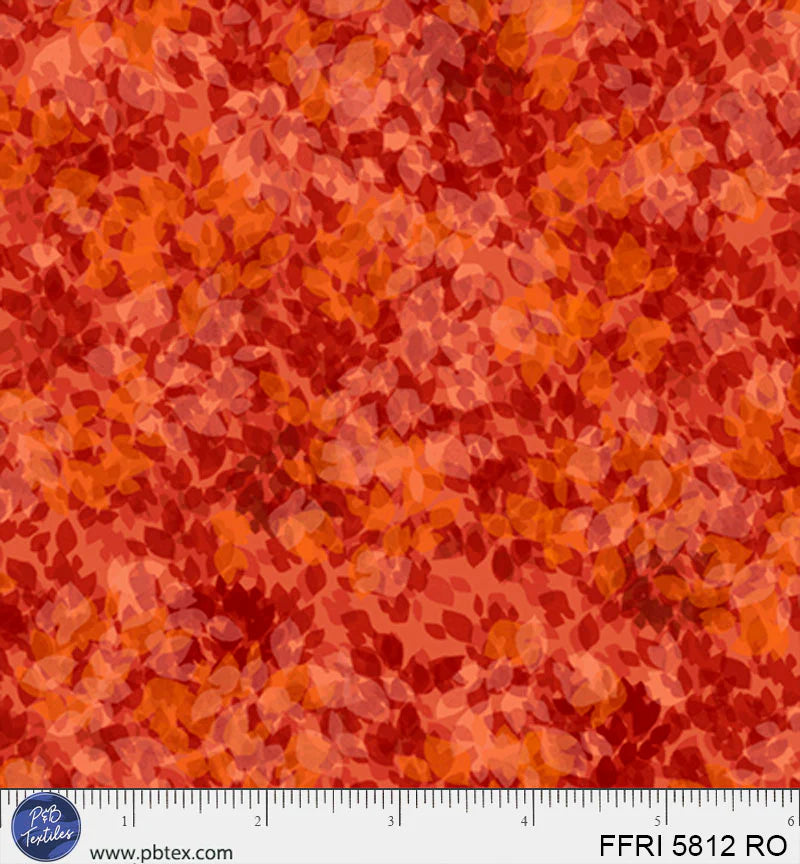 Fall Friends Quilt Fabric - Tonal Leaf Blender in Red Orange - FFRI 05812 RO