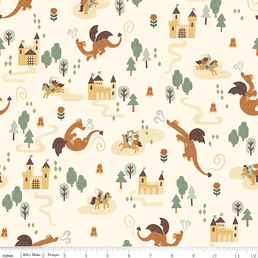 Faraway Kingdom Quilt Fabric - Main in Sand Cream - C17430-SAND